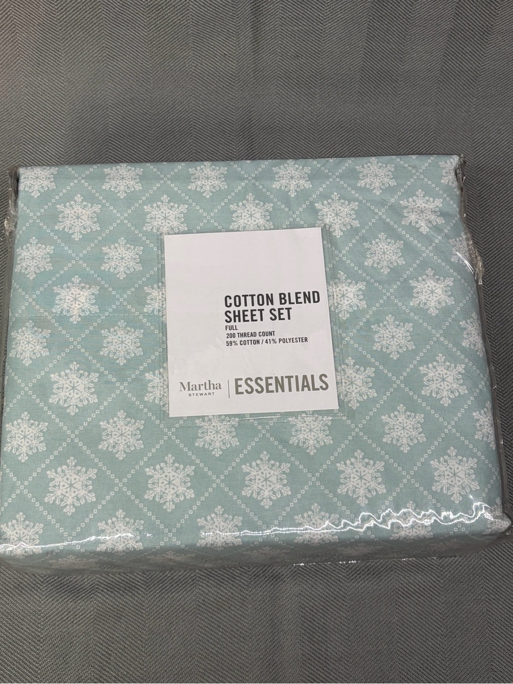 NWT Martha Stewart cotton blend full-size sheet set  holiday snowflake winter